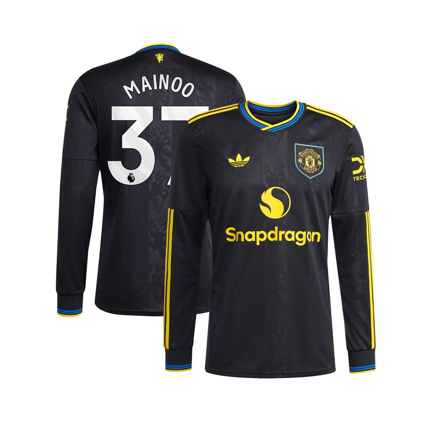 Men's Kobbie Mainoo Black Manchester United 2025/26 Third Replica Long Sleeve Player Jersey