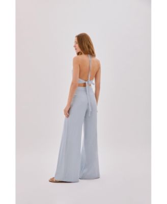 women's Polly Dusty Linen Backless Crop Top
