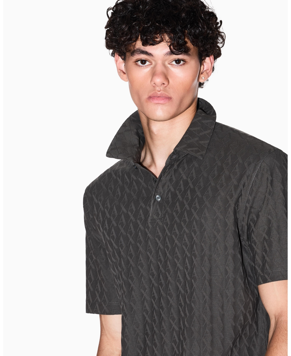 A|X Armani Exchange Men's Short Sleeve Mercerized Cotton Jacquard Polo Shirt