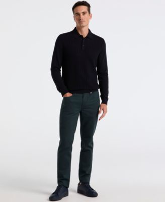 Men's Textured Front Polo Sweater