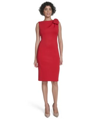 Calvin Klein - Women's Bow-Trim Shoulder Sheath Dress