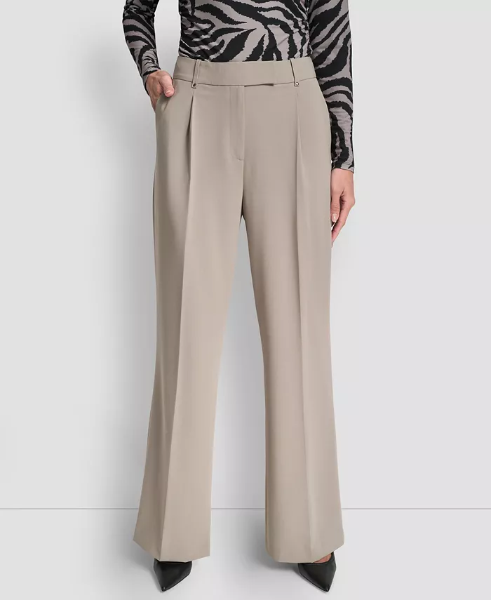 Women's Pintuck Wide Leg Mid Rise Trousers