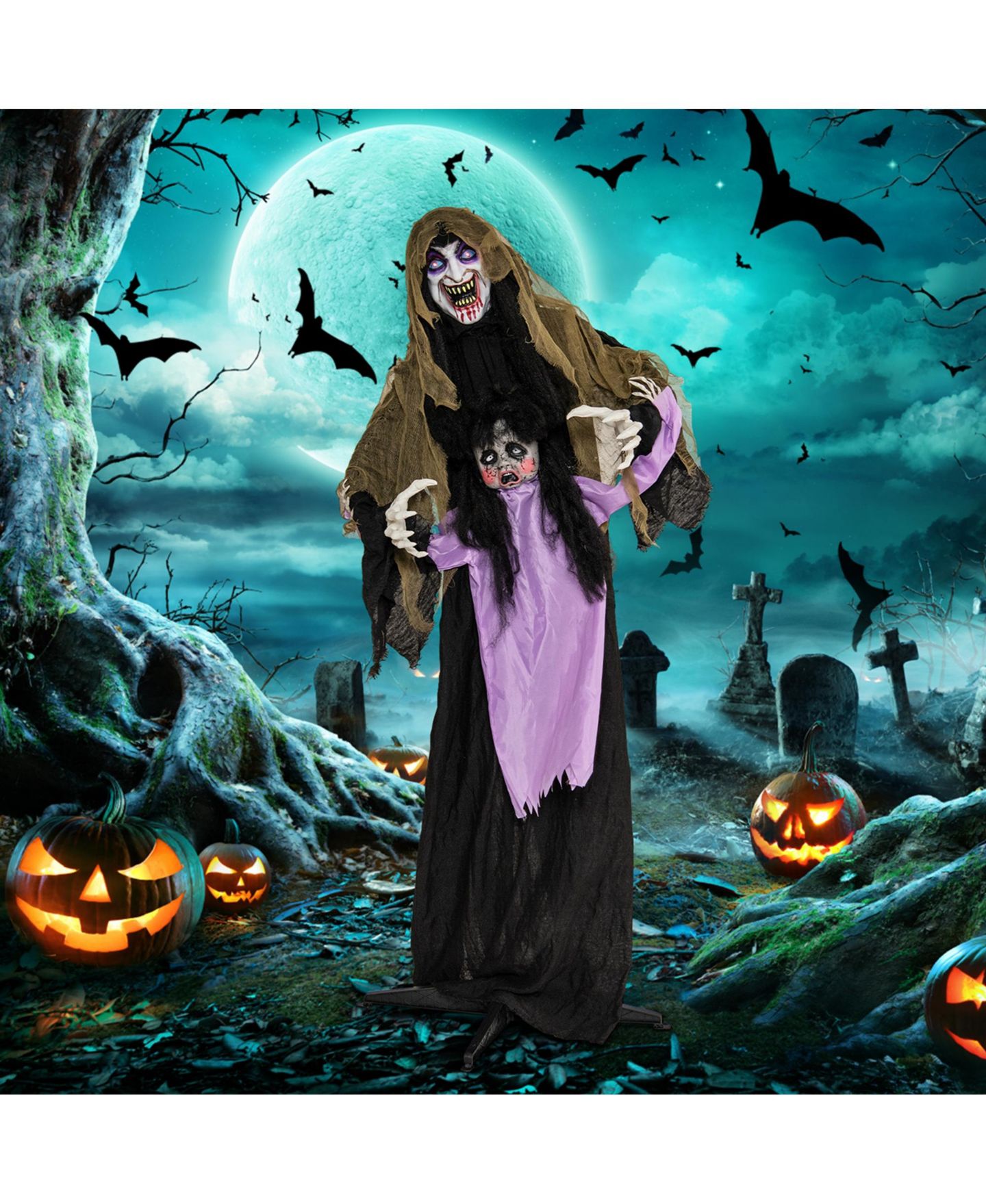 Детская игрушка Costway Lighted and Animated Halloween Decoration 63" Outdoor Animatronic, цвет: Фиолетовый — фото 10