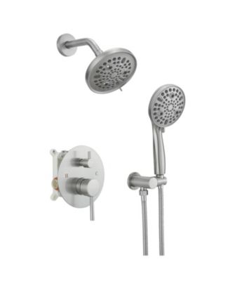 Single-Handle 1-Spray Round Rain Shower Faucet Set with Rain Shower Head & Hand Shower  (Valve Included)