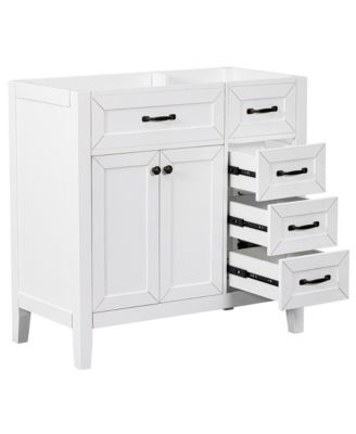 36" Bathroom Vanity, Cabinet Base Only, Bathroom Cabinet with Drawers, Solid Frame and MDF Board