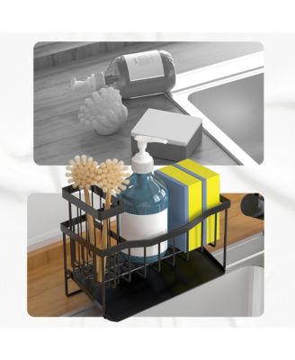 Stainless Steel Sink Caddy &amp;#x2013; Sponge and Brush Holder with Self-Draining Tray