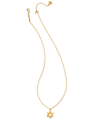 14k Gold Plated Over Brass Star of David Pendant Necklace