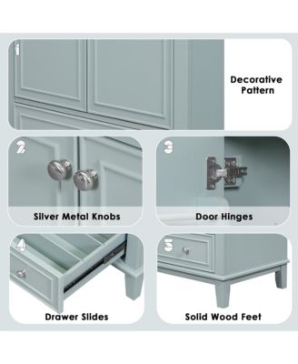 30" Bathroom Vanity, Cabinet Base Only, Multi-Functional Cabinet with Doors and Drawer, Solid Frame and MDF Board