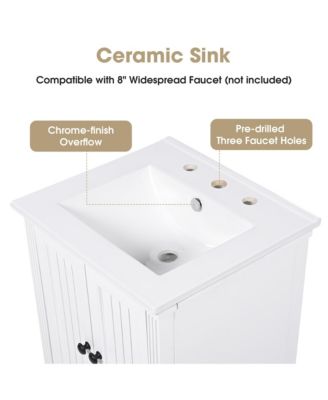 20"  Real Wood And MDF Cabinet with Doors, Drawer and Adjustable Foot Pads Boards Bathroom Vanity with Sink