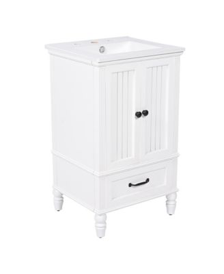 20"  Real Wood And MDF Cabinet with Doors, Drawer and Adjustable Foot Pads Boards Bathroom Vanity with Sink