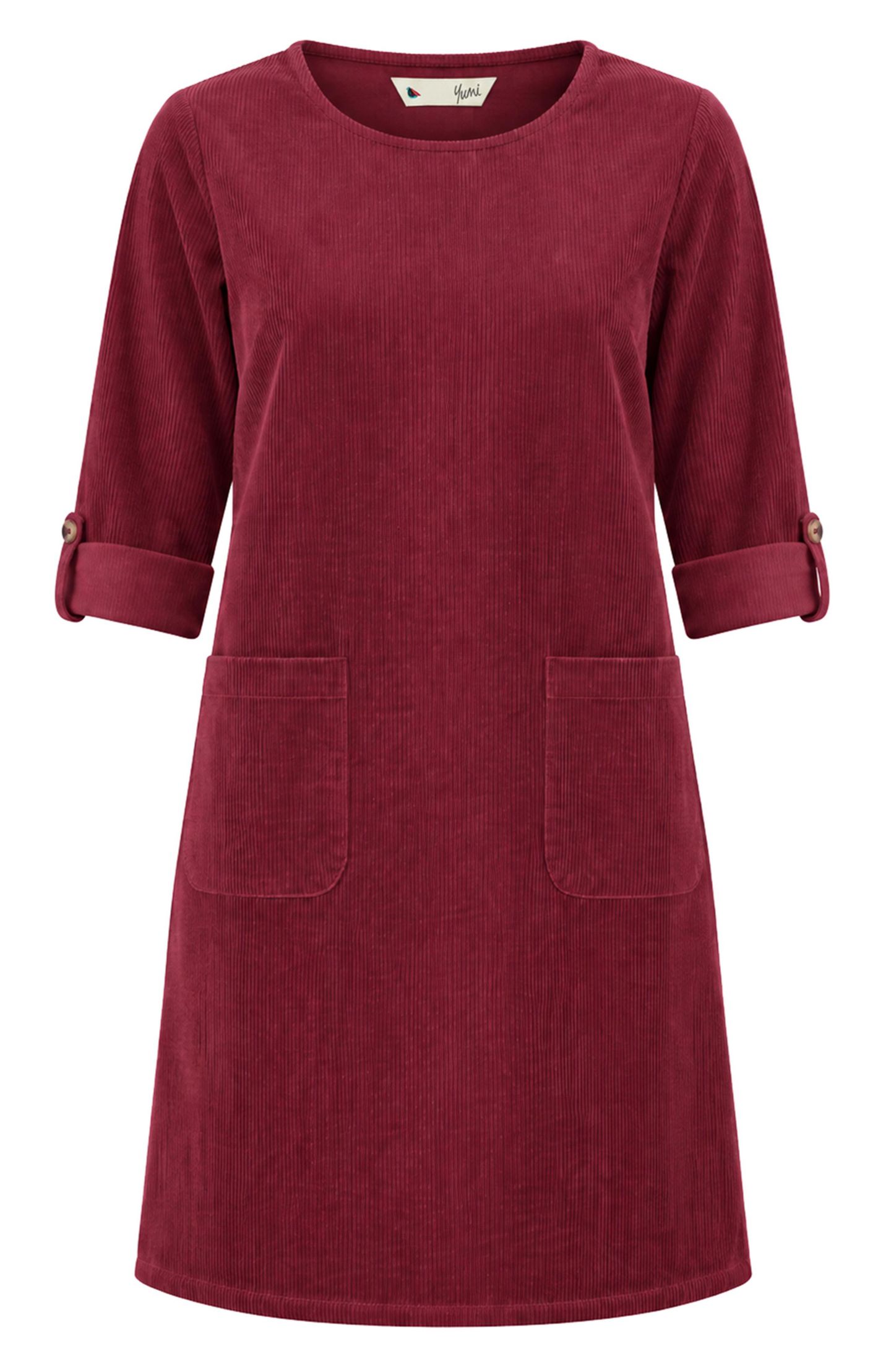 Женское платье Yumi Cord Tunic Dress With Pockets, цвет: Бордовый — фото 4
