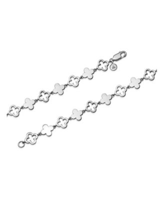 Clover Chain Bracelet in Rhodium Plated Sterling Silver, in