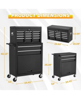 Rolling Tool Chest with Wheels and  8 Drawers, Detachable Metal Tool Box with Drawers