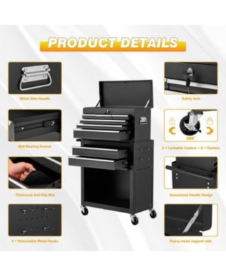 Rolling Tool Chest with Wheels and  8 Drawers, Detachable Metal Tool Box with Drawers