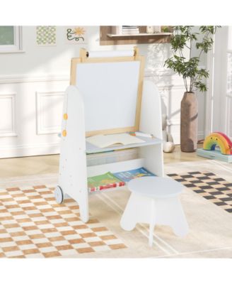 4-in-1 Toddler Activity Table Set with Magnetic Whiteboard and Chalk Board