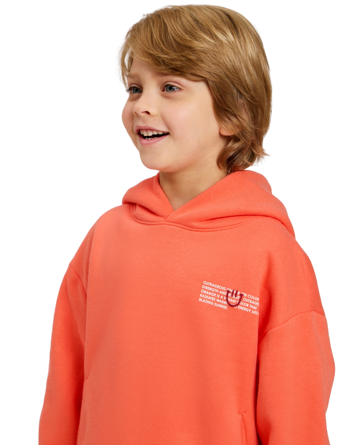 Color Lab Unisex 2t-6x Pull-on Printed Long Sleeve Hoodie In Orange