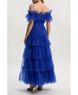Women's Tulle Off Shoulder Maxi Dress