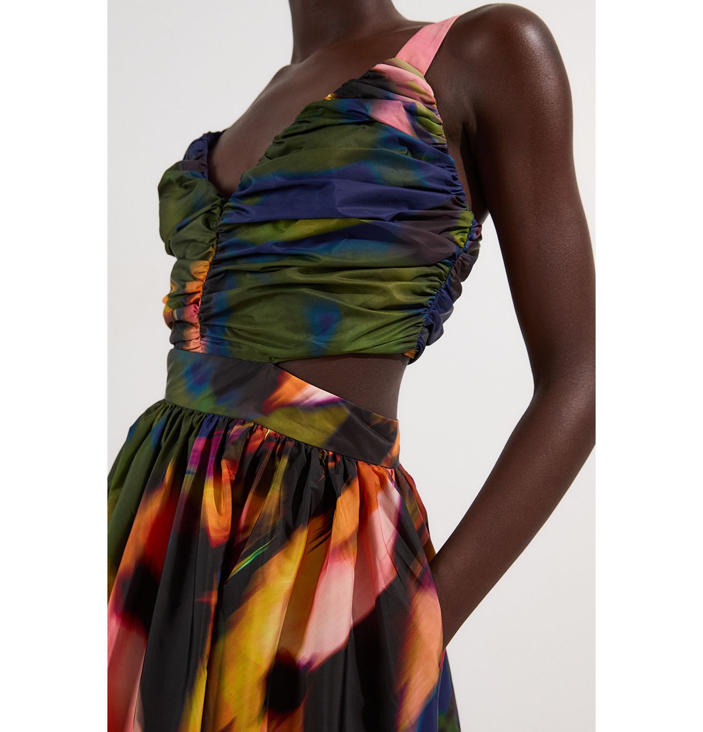 Женское платье Karen Millen Blurred Floral Taffeta Maxi, цвет: Разноцветный — фото 5