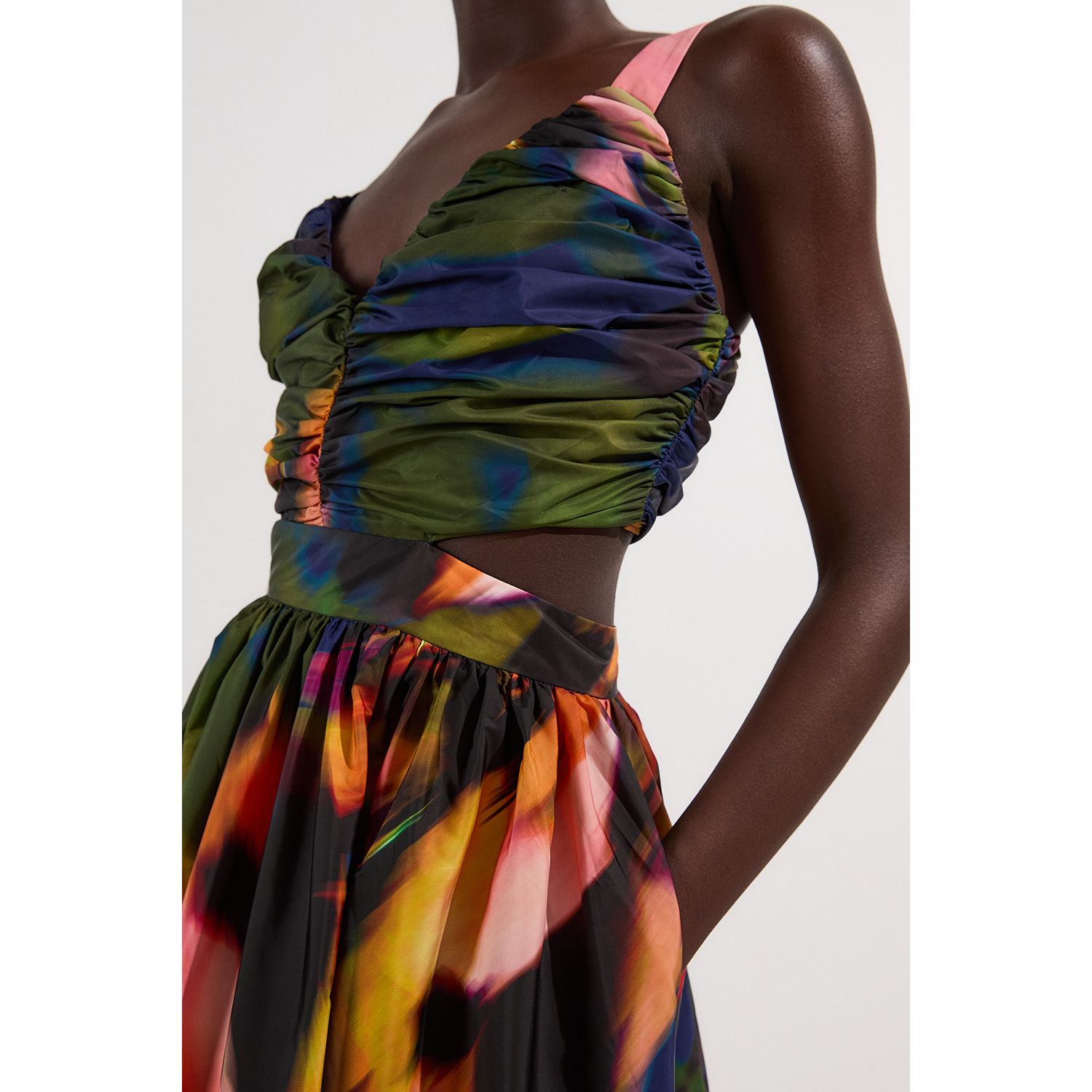 Women's Blurred Floral Taffeta Maxi Dress