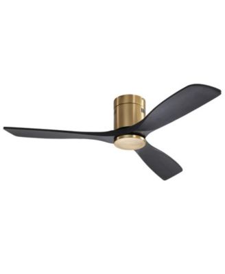 52-inch Modern Golden Sliver 3 Solid Wood Blade Ceiling Fan with 6-speed Remote Control and Forward Reverse Rotation Function for Indoor