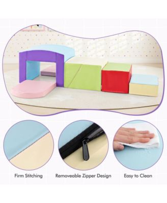 6 Pieces Foam Climbing Blocks Soft Play Climbing for Toddlers with Tunnel