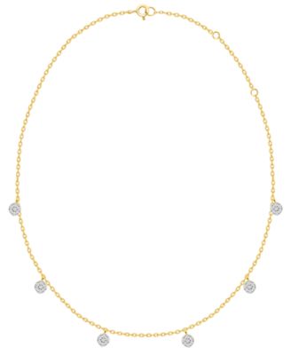 Macy's - White Diamond Necklace (1/4 ct. t.w.) in 14K Gold Plating with Sterling Silver
