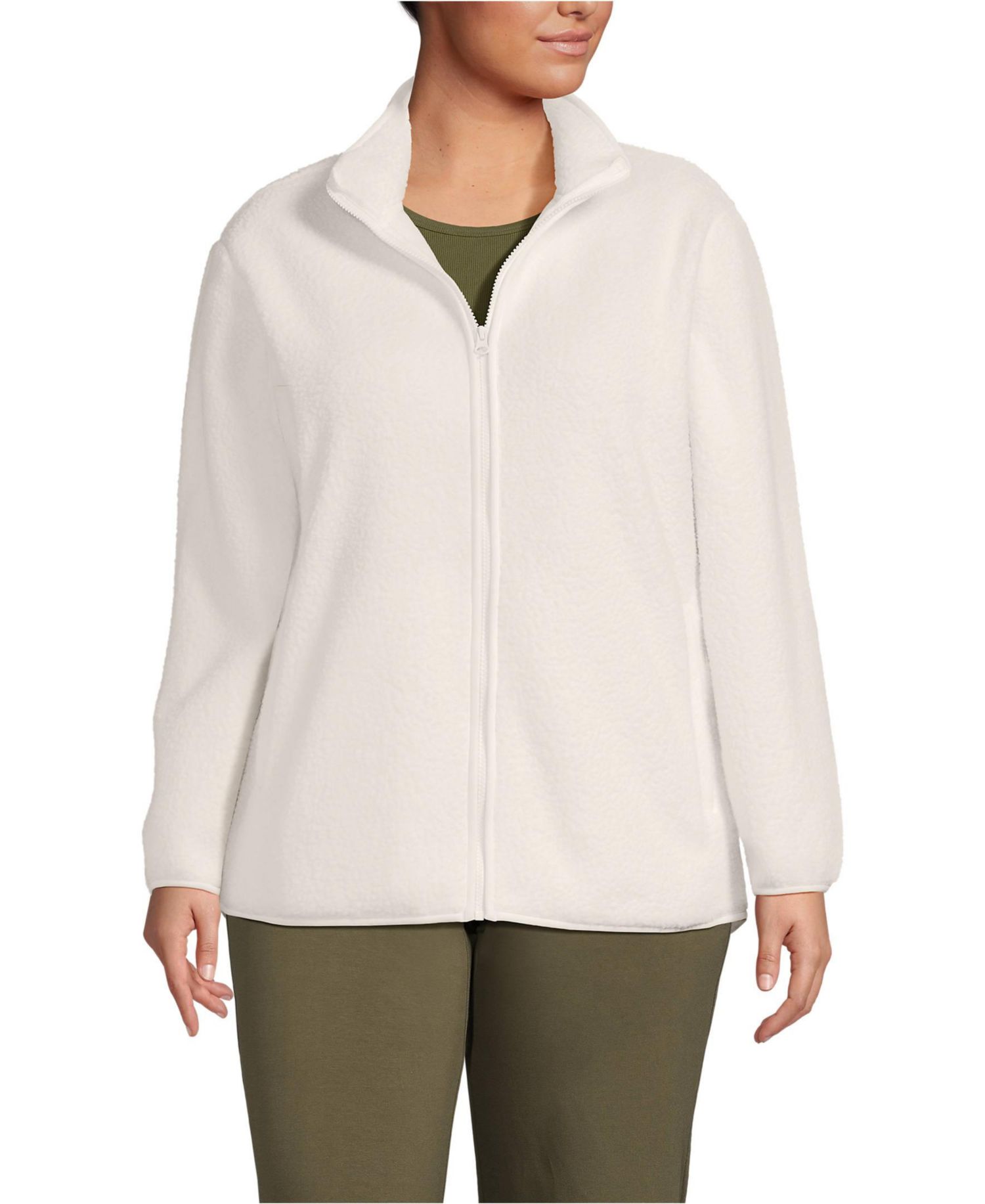 Plus Size Cozy High Pile Full Zip Fleece Jacket