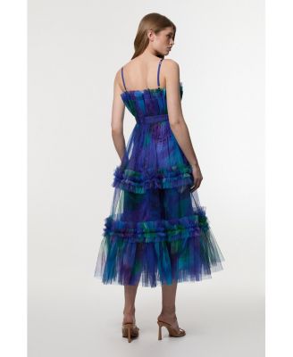 Women's Dark Floral Bandeau Midi Dress