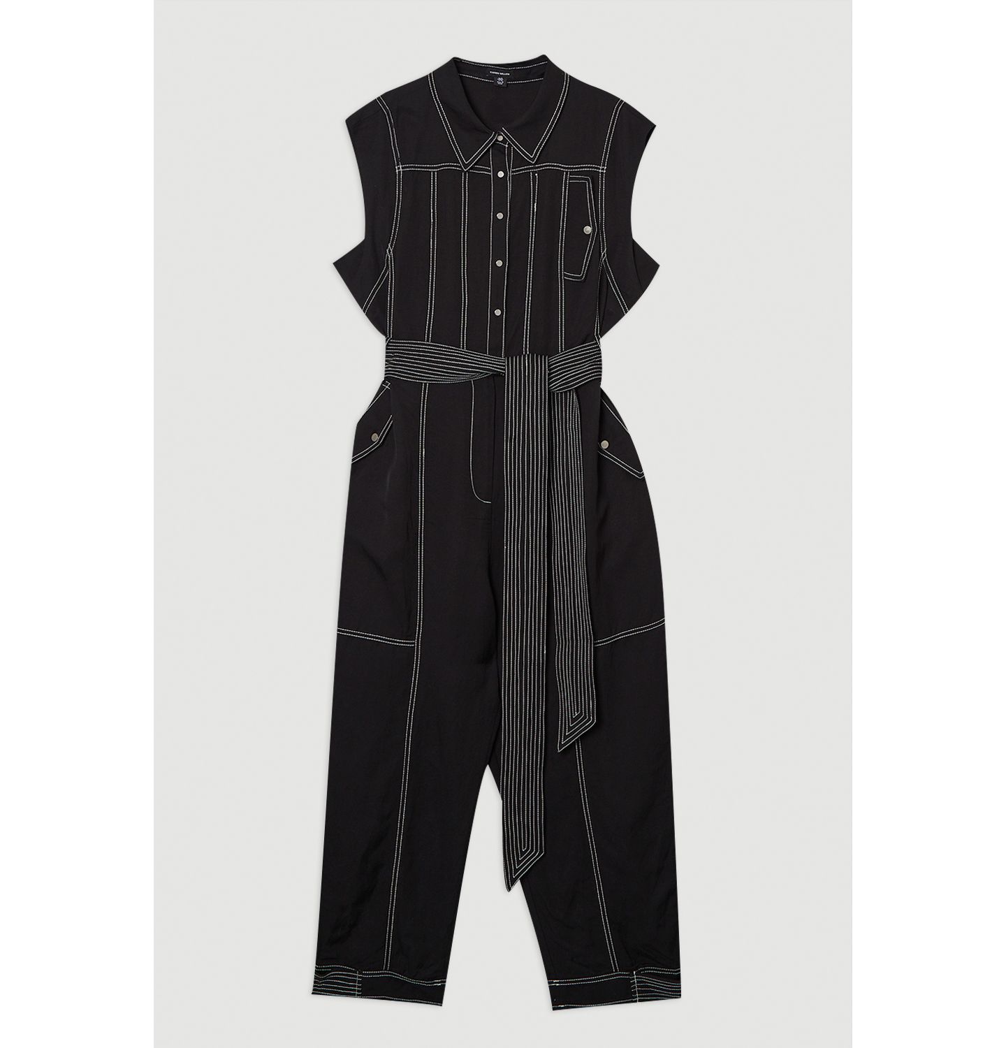 Женский комбинезон Karen Millen Premium Linen Woven Jumpsuit, цвет: Чёрный — фото 8