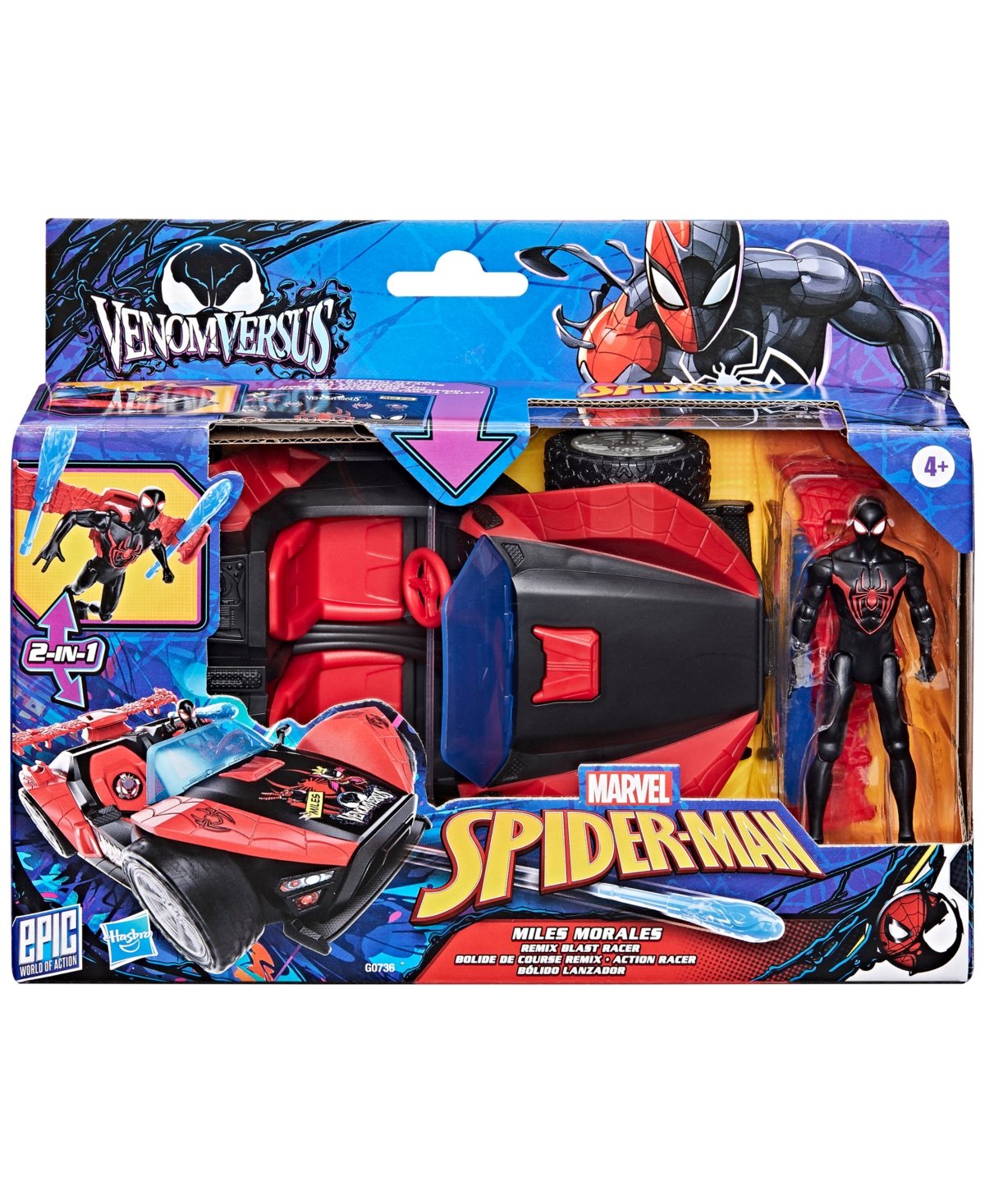 Spider-man Marvel Venomversus Epic World Of Action Miles Morales Remix Blast Racer Action Figure Set In Multi