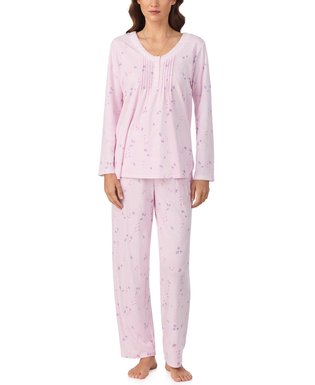 Eileen West Women's 2-piece Long Sleeve Top And Pants Pajama Set In Multi