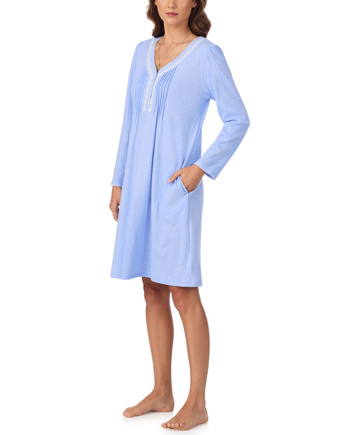 Eileen West Women's Floral Long Sleeve Night Gown In Blue