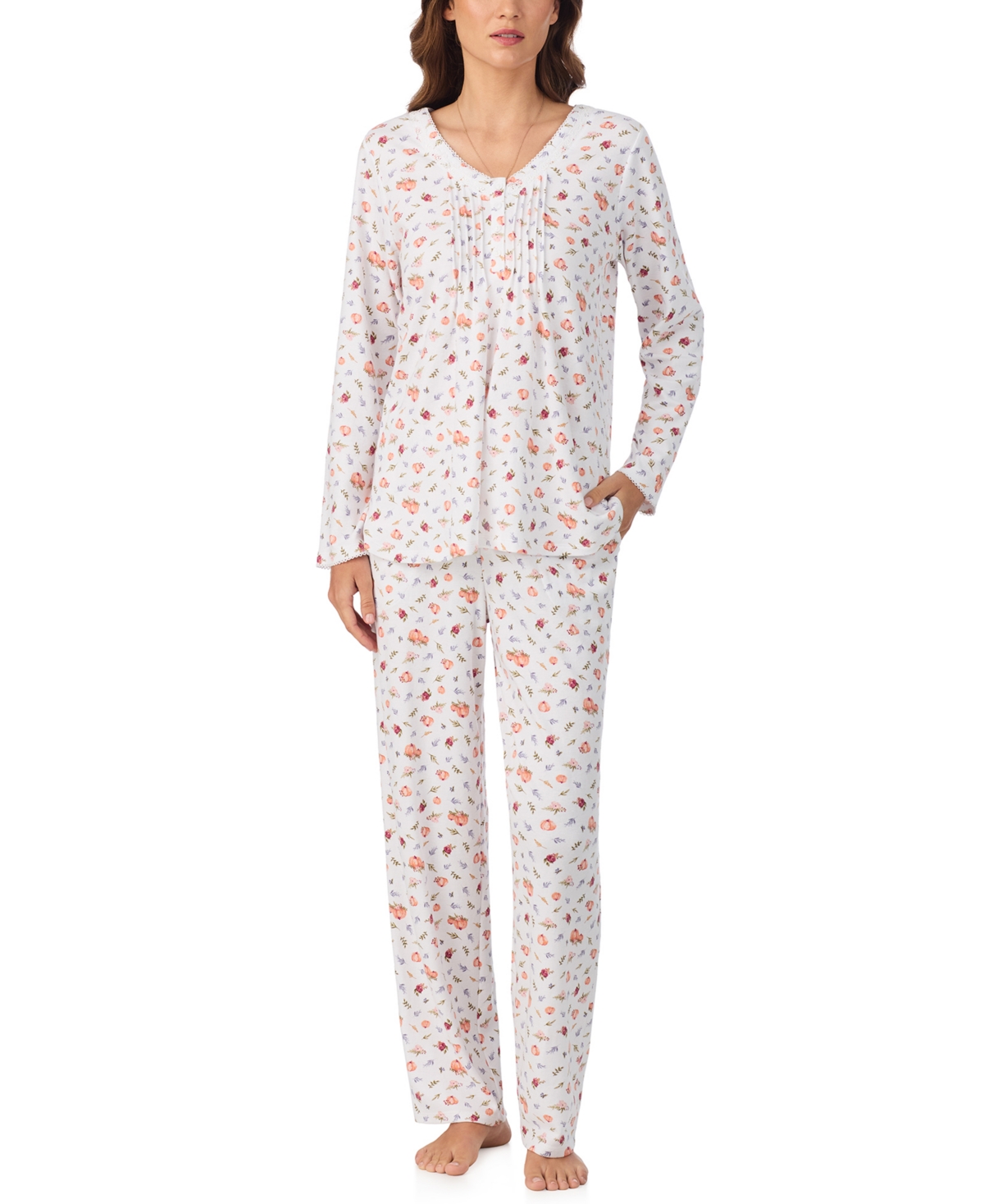 Eileen West Women's 2-piece Long Sleeve Top And Pants Pajama Set In Black
