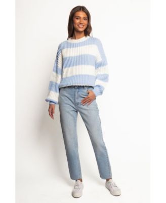 Courtney Thick Stripe Knit Sweater - Blue Cream