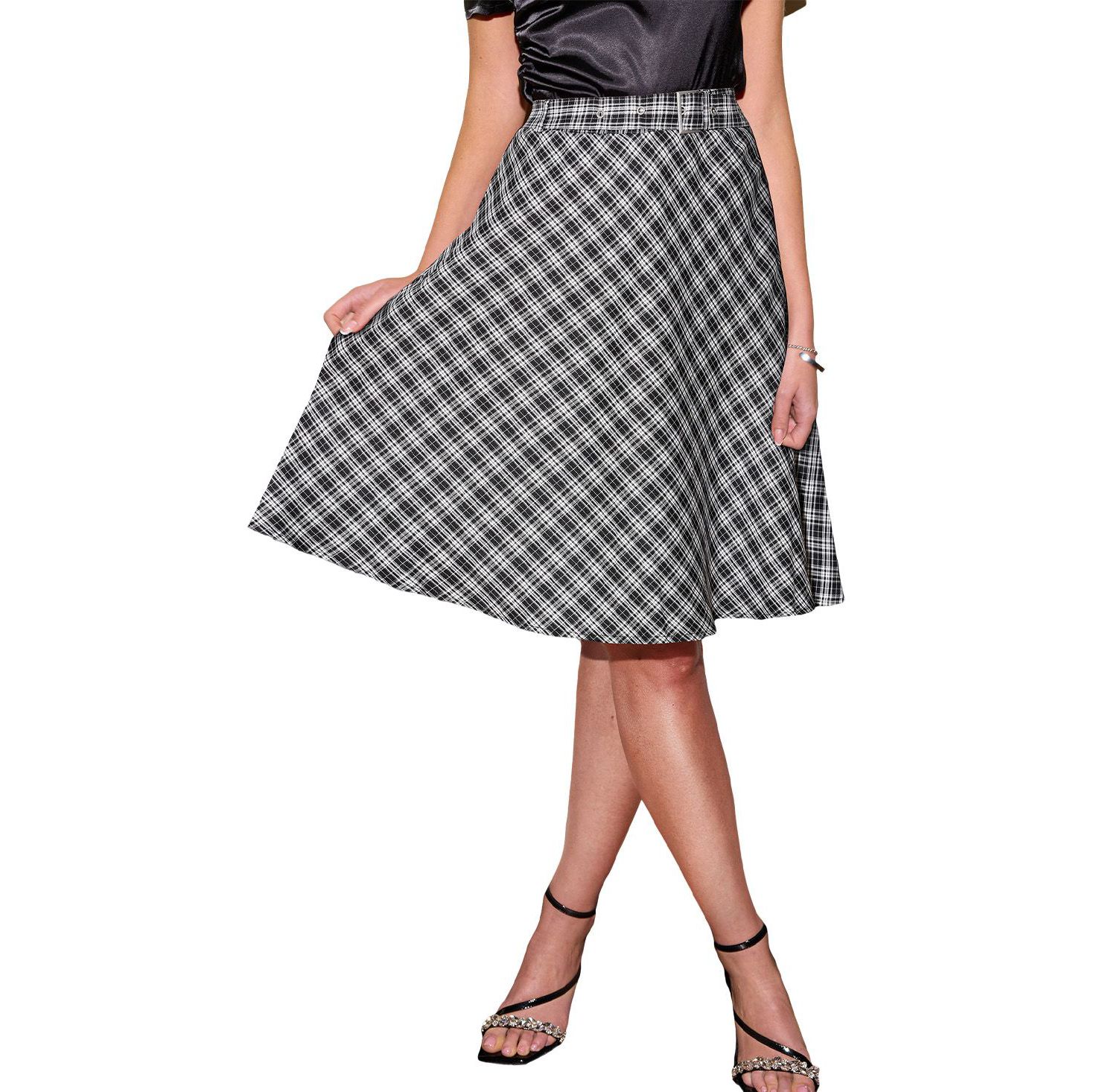 Women's Plaid A-Line Midi Skirt