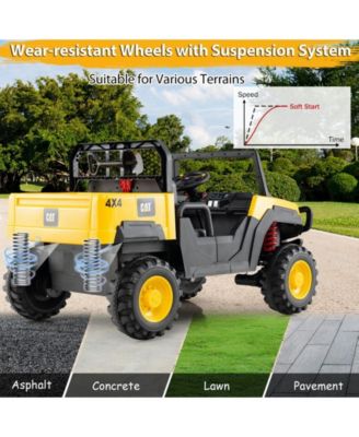 24V Ride On Dump Truck Licensed Caterpillar 2-Seater Kids Car with Remote Control