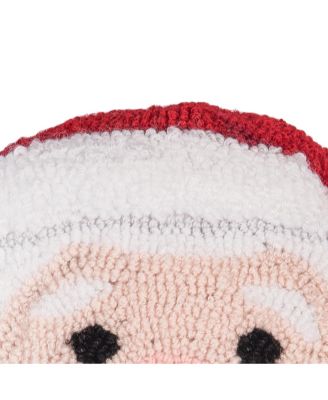 Cardinal on Branch Hooked Mini Round Christmas Accent Pillow 10" x 10"