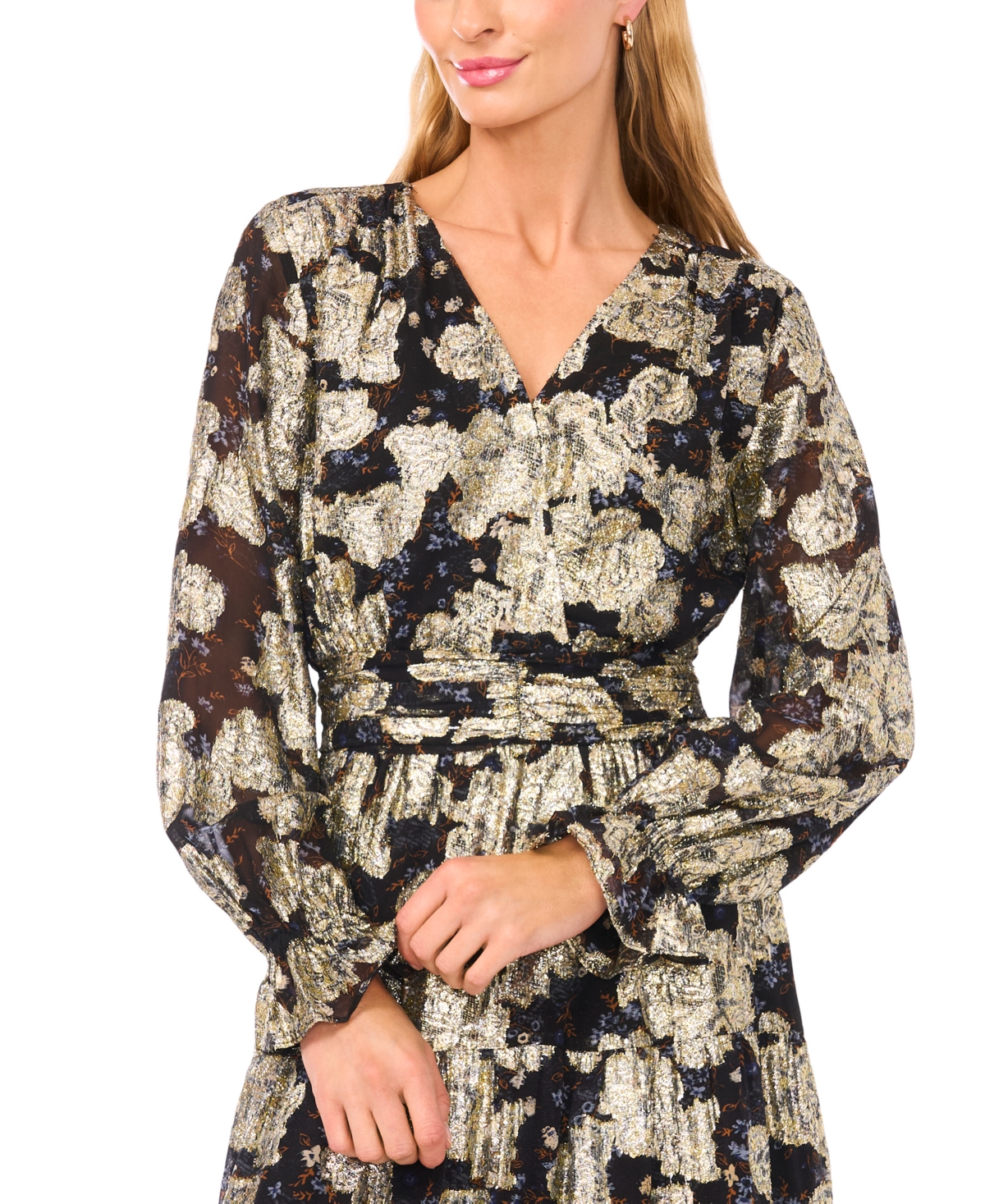 Msk Women's Long Sleeves Maxi Dress In Multi