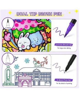 80 Colors Drawing Pens Bulk Dual Brush Fineliners Pens Felt Tip Markers for Art Drawing Sketching Coloring Book