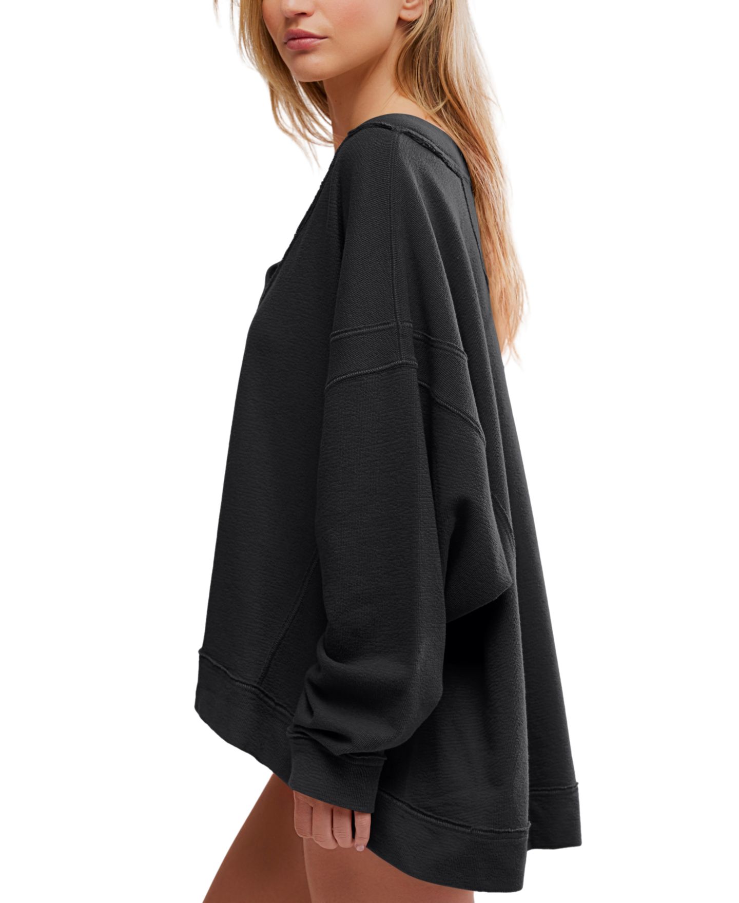 Женская толстовка Free People Staycation Pullover, цвет: Чёрный — фото 3