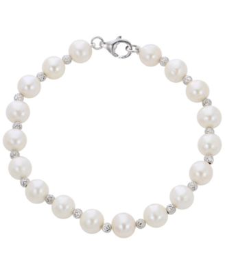 Macy's - Cultured Freshwater Pearl (7-8mm) with Brilliance Beads Bracelet in Sterling Silver