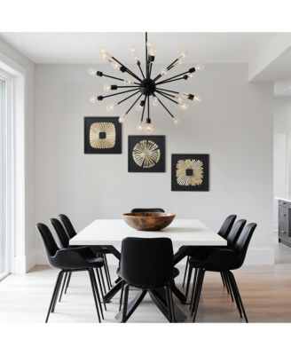 3-Piece Modern Black & Gold Abstract Metal Wall Art Set, Contemporary Home Decor