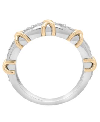 Diamond XO Ring (1 ct. t.w.) in 14k Yellow and White Gold