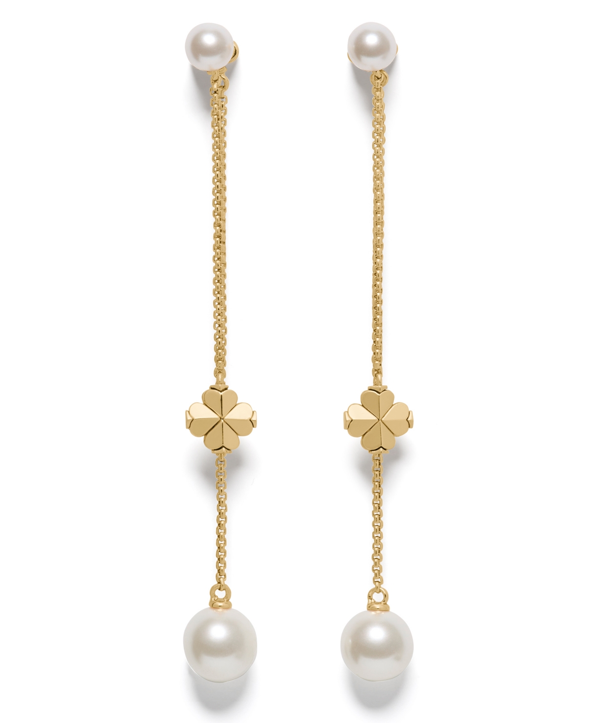 Kate Spade Imitation Pearl And Cubic Zirconia Chain Linear Earrings In Multi