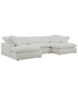 Fog 3-Pc. Fabric Double Chaise Sectional Sofa Set