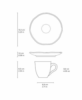 Stoneware Coffee Cup and Saucer Set, Service for 6