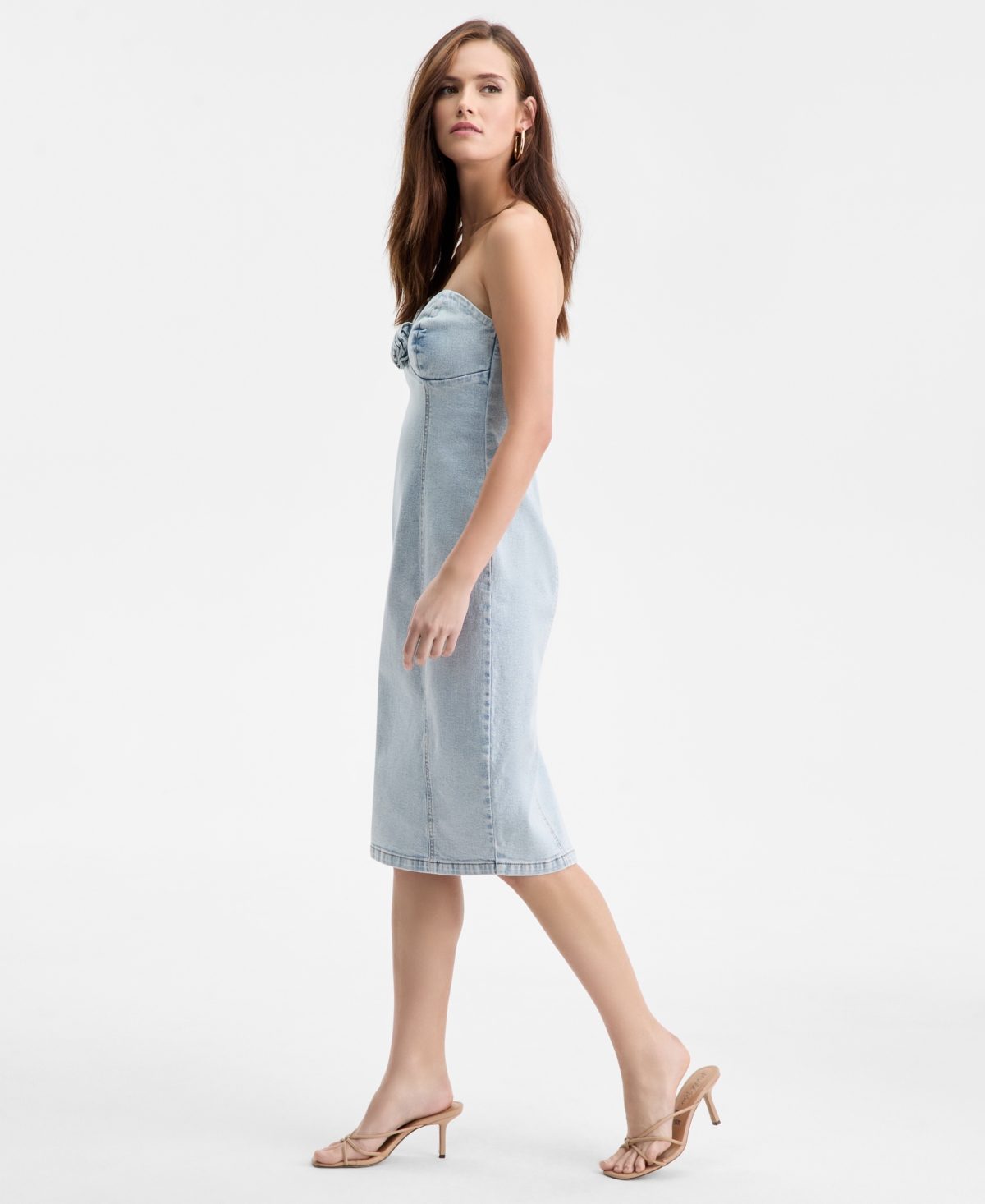 Bar Iii Women's Strapless Denim Dress, Macy's Exclusive In Blue