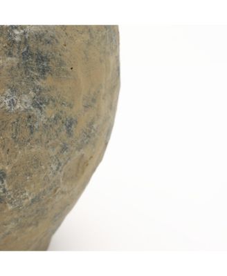 Old-World Brown with Gray 11-Inch Tall Round Terracotta Vase with Handles