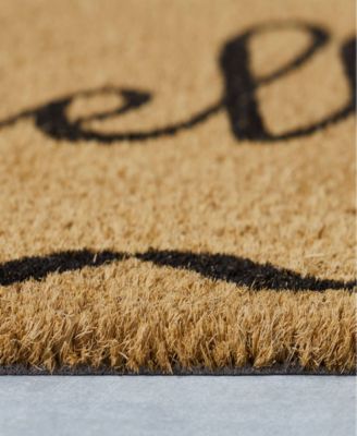 Hello Oval Coir Outdoor Doormat, 18" x 30"