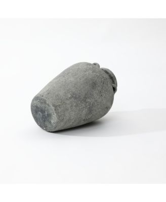 Rustic Antiqued Gray 15-Inch Tall Round Terracotta Urn Vase